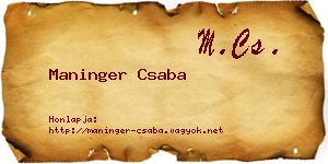 Maninger Csaba névjegykártya